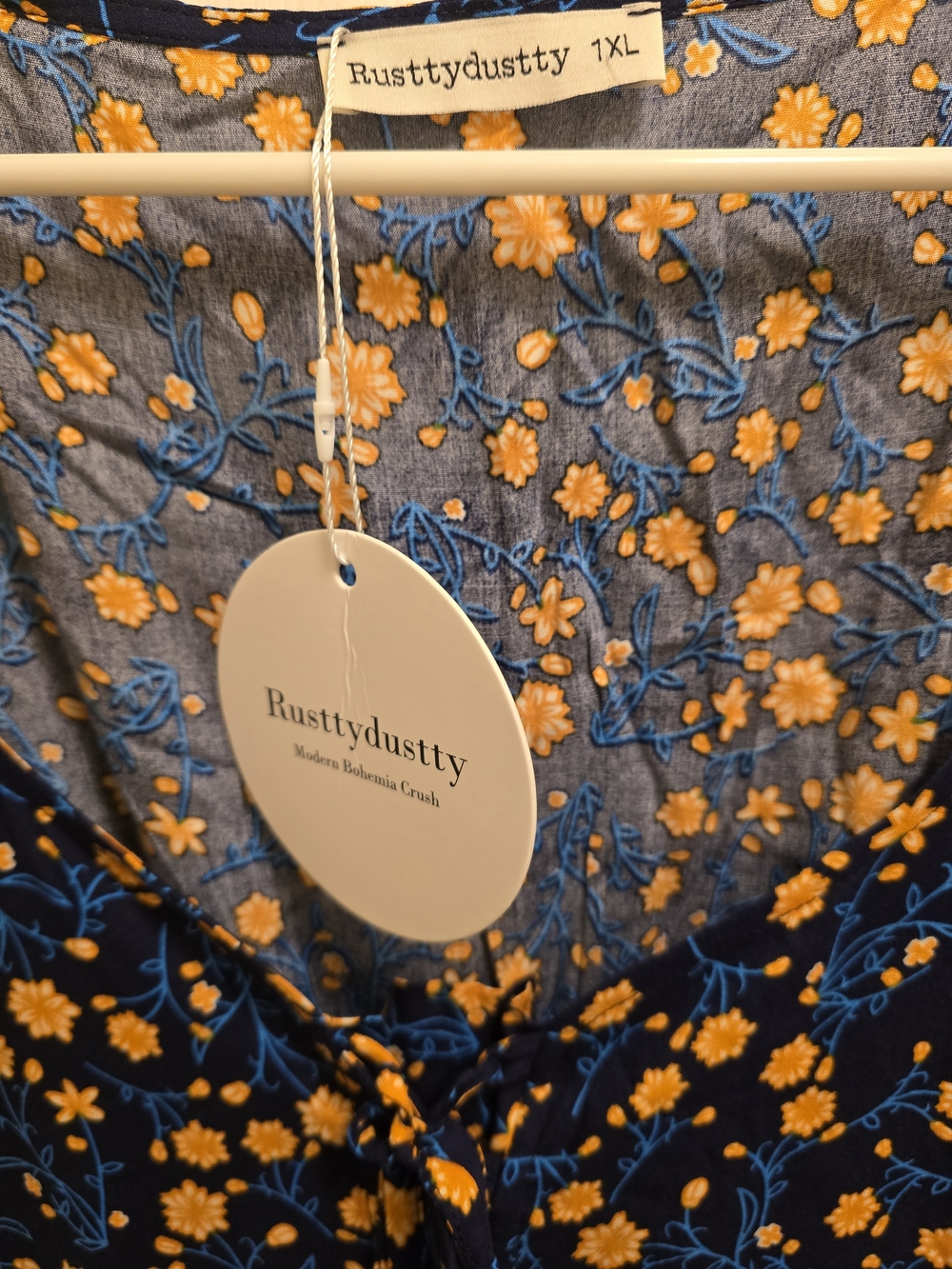 Plus Size 1X Navy Floral V-Neck Maxi Dress Rusttydustty Modern Bohemia Crush NWT - Picture 6 of 13